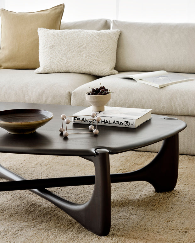 ETHNICRAFT MAHOGANY PI COFFEE TABLE - DARK BROWN - PEBBLE SHAPE