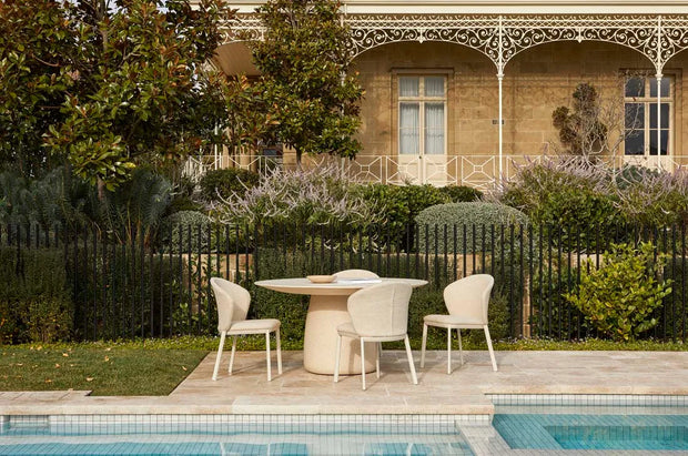 LIVORNO SPHERE DINING TABLE - SAND FLECK
