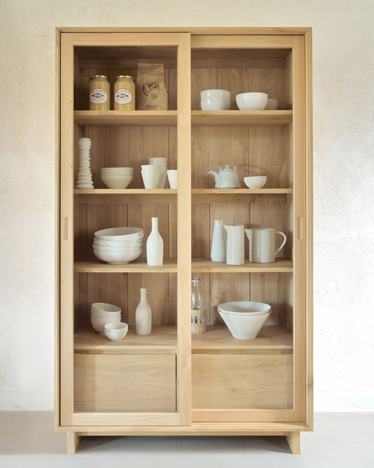 ETHNICRAFT OAK WAVE STORAGE CUPBOARD