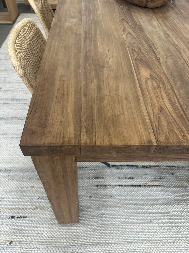 RECYCLED TEAK DRIFTWOOD DINING TABLE -EX FLOOR STOCK