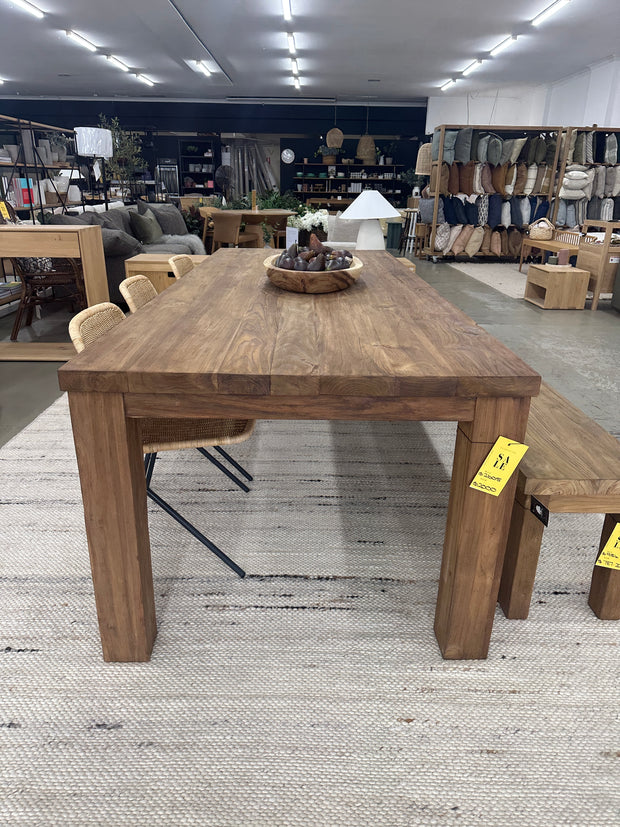 RECYCLED TEAK DRIFTWOOD DINING TABLE -EX FLOOR STOCK