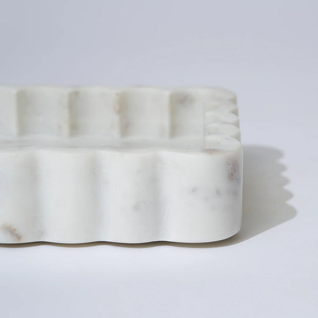 MARMOSET FOUND MARBLE RECTANGLE RIBBED CATCHALL