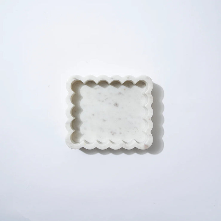 MARMOSET FOUND MARBLE RECTANGLE RIBBED CATCHALL