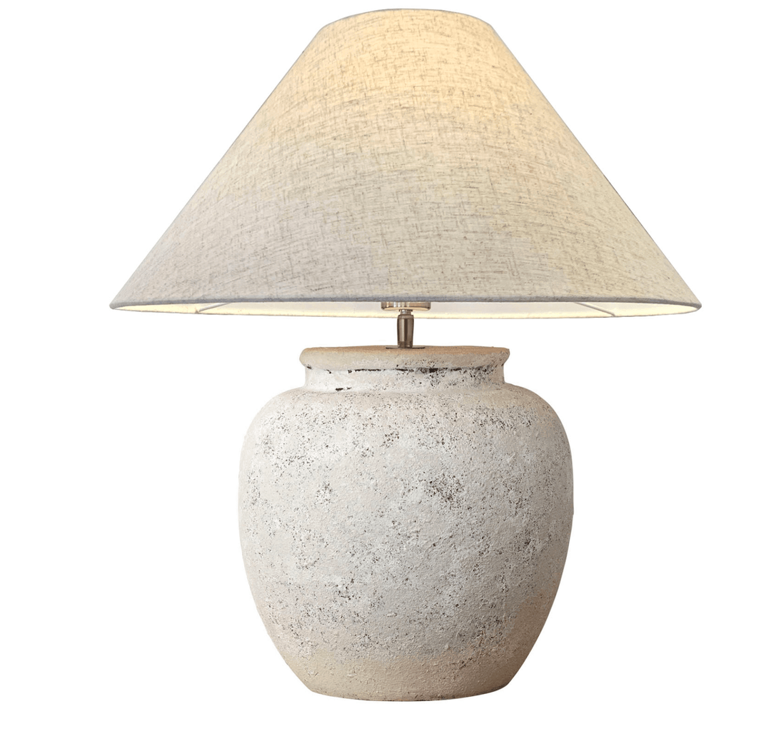 ESME VINTAGE STONE CERAMIC TABLE LAMP The Banyan Tree Furniture Homewares