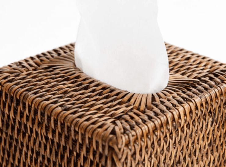 NIRMAN Acacia Wood Square Tissue Box With Slide-Out Bottom For Bathroom, Bedroom