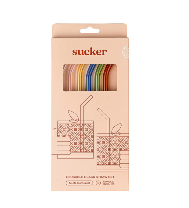 SUCKER REUSABLE GLASS DRINKING STRAWS