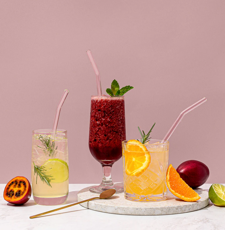 SUCKER REUSABLE GLASS DRINKING STRAWS