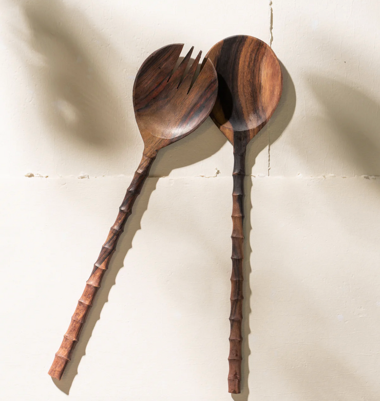 LARGE RECYCLED SONO WOOD SALAD SERVERS