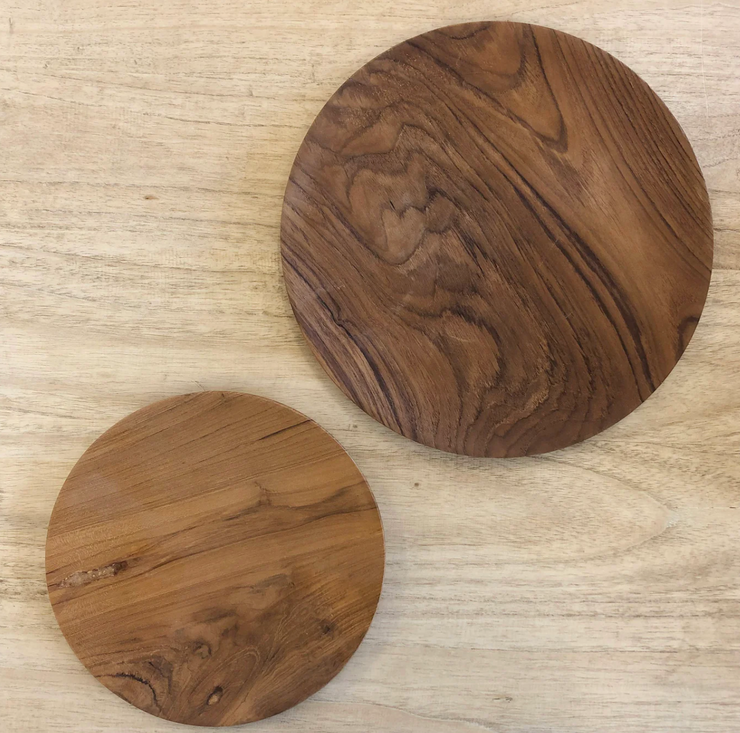 HAND CARVED TEAK ROUND PLATES