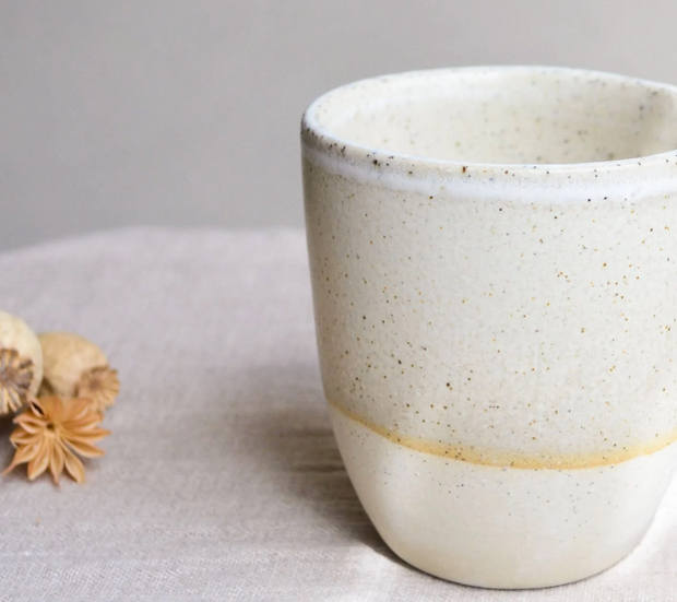 KIM WALLACE CERAMICS HANDMADE CUP -DRIFTWOOD ON NATURAL LARGE