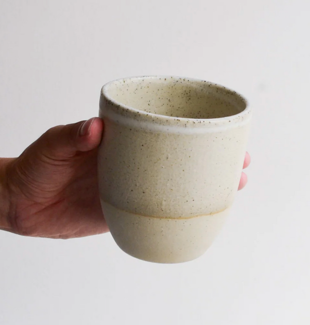 KIM WALLACE CERAMICS HANDMADE CUP -DRIFTWOOD ON NATURAL LARGE