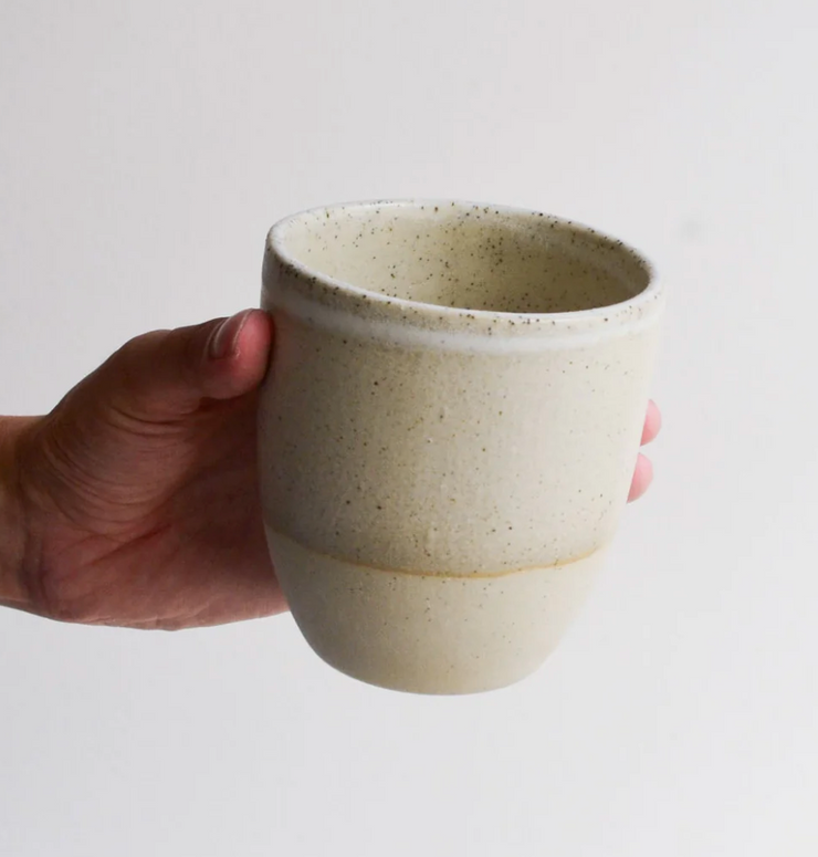 KIM WALLACE CERAMICS HANDMADE CUP -DRIFTWOOD ON NATURAL LARGE