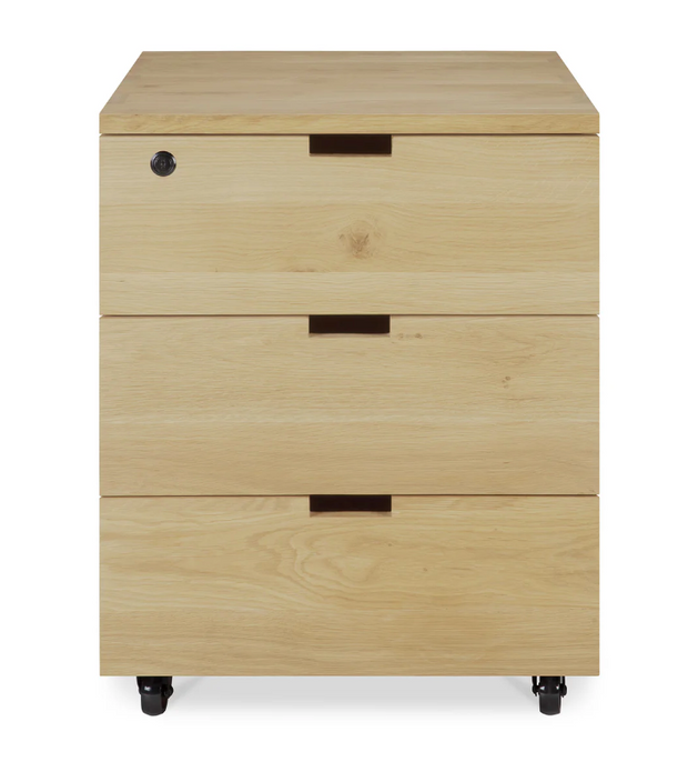 ETHNICRAFT BILLY DRAWER UNIT - OAK 3 DRAWERS WITH KEYLOCK