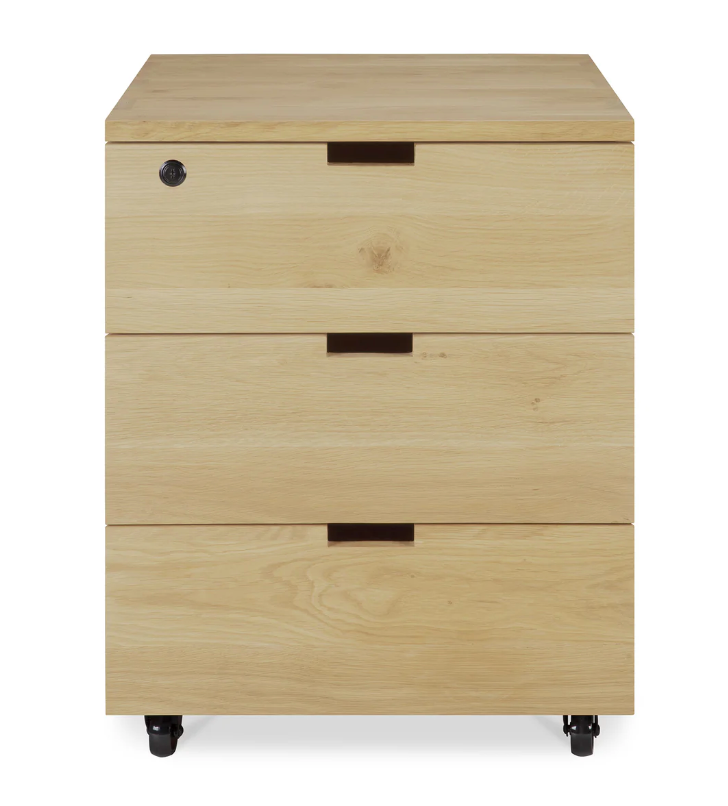 ETHNICRAFT BILLY DRAWER UNIT - OAK 3 DRAWERS WITH KEYLOCK