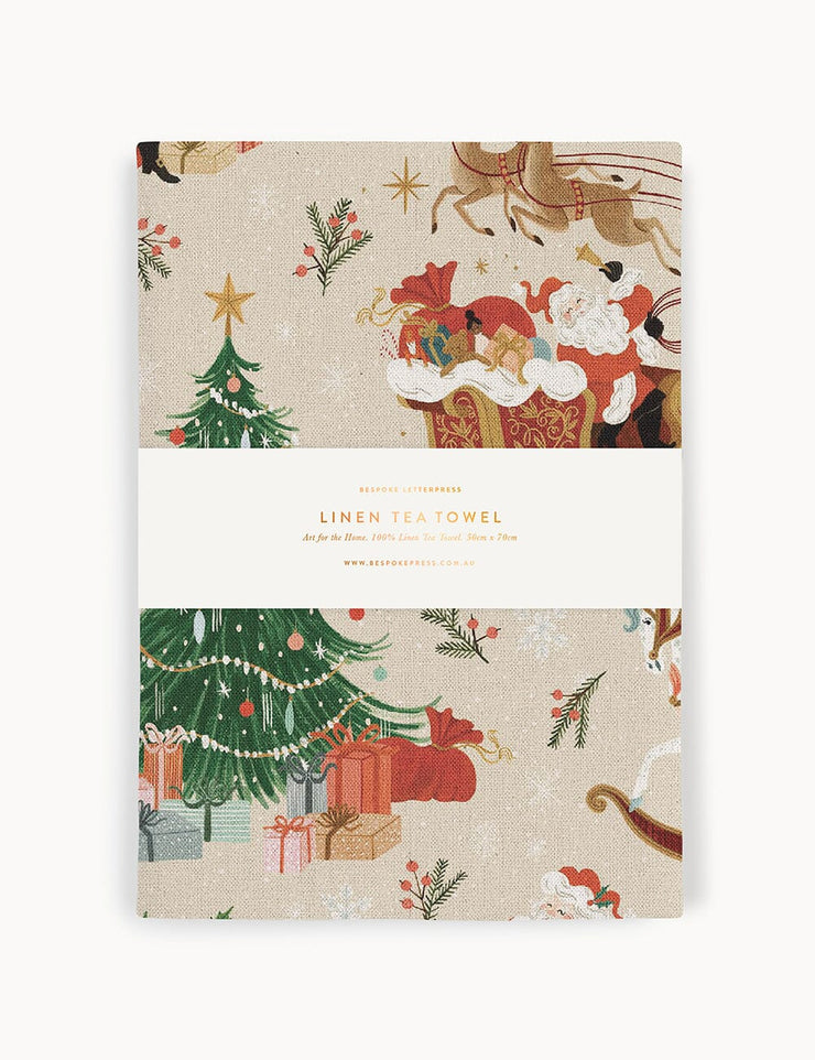 AN ENCHANTED CHRISTMAS 100% LINEN TEA TOWEL