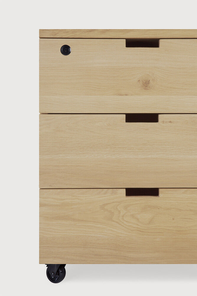 ETHNICRAFT BILLY DRAWER UNIT - OAK 3 DRAWERS WITH KEYLOCK