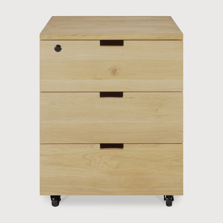 ETHNICRAFT BILLY DRAWER UNIT - OAK 3 DRAWERS WITH KEYLOCK