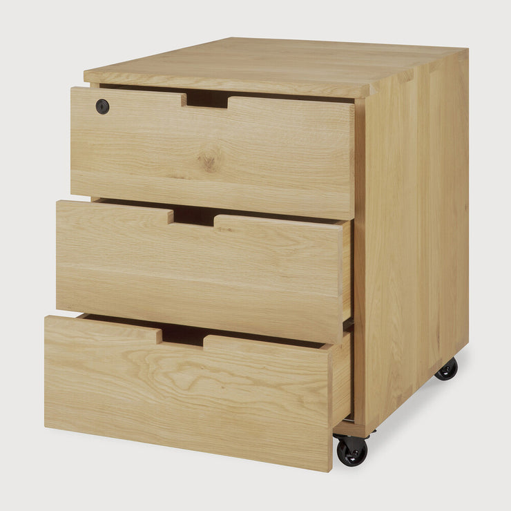 ETHNICRAFT BILLY DRAWER UNIT - OAK 3 DRAWERS WITH KEYLOCK