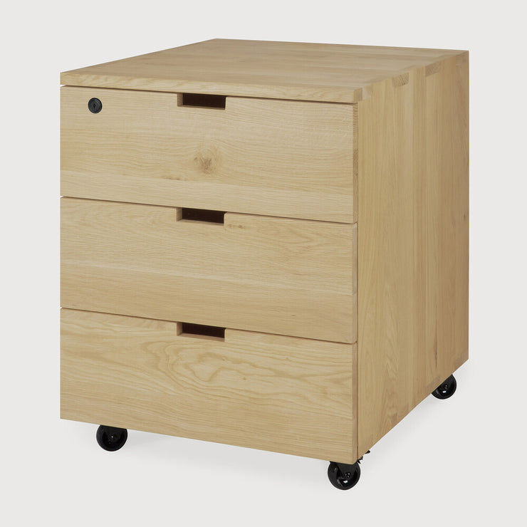 ETHNICRAFT BILLY DRAWER UNIT - OAK 3 DRAWERS WITH KEYLOCK