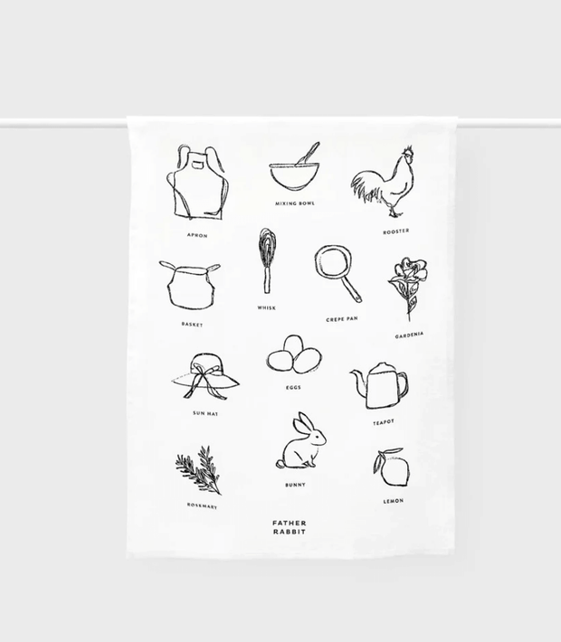 FATHER RABBIT TEA TOWEL COTTAGE DRAWINGS